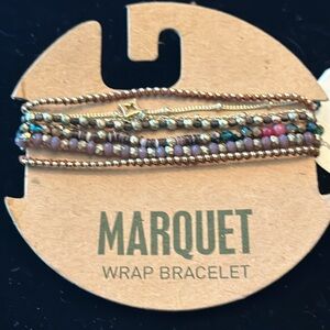 Marquet wrap bracelet lavender gold pink semiprecious beads handmade Thailand